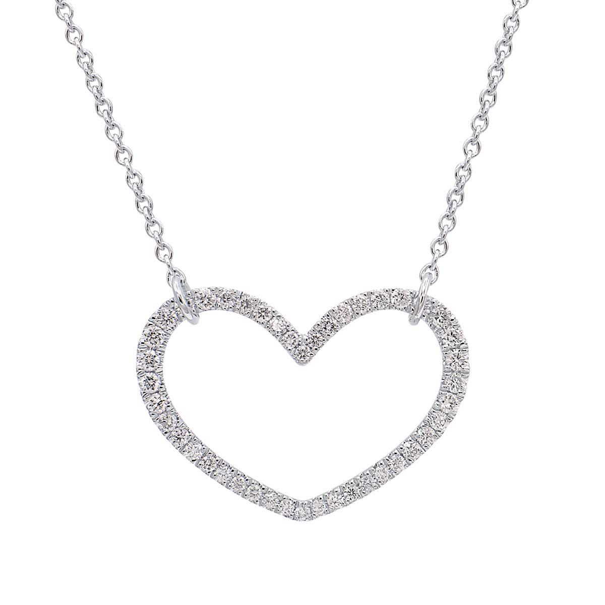 18K White Gold Diamond Heart Pendant, 0.27ct