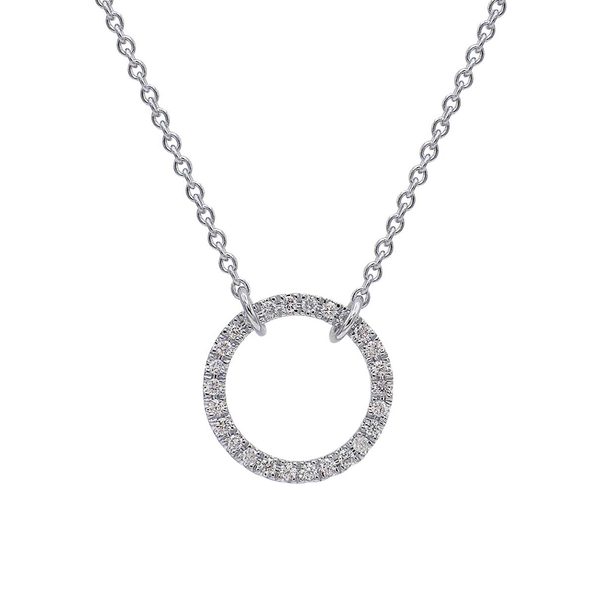 18K White Gold Diamond Pendant, 0.1ct