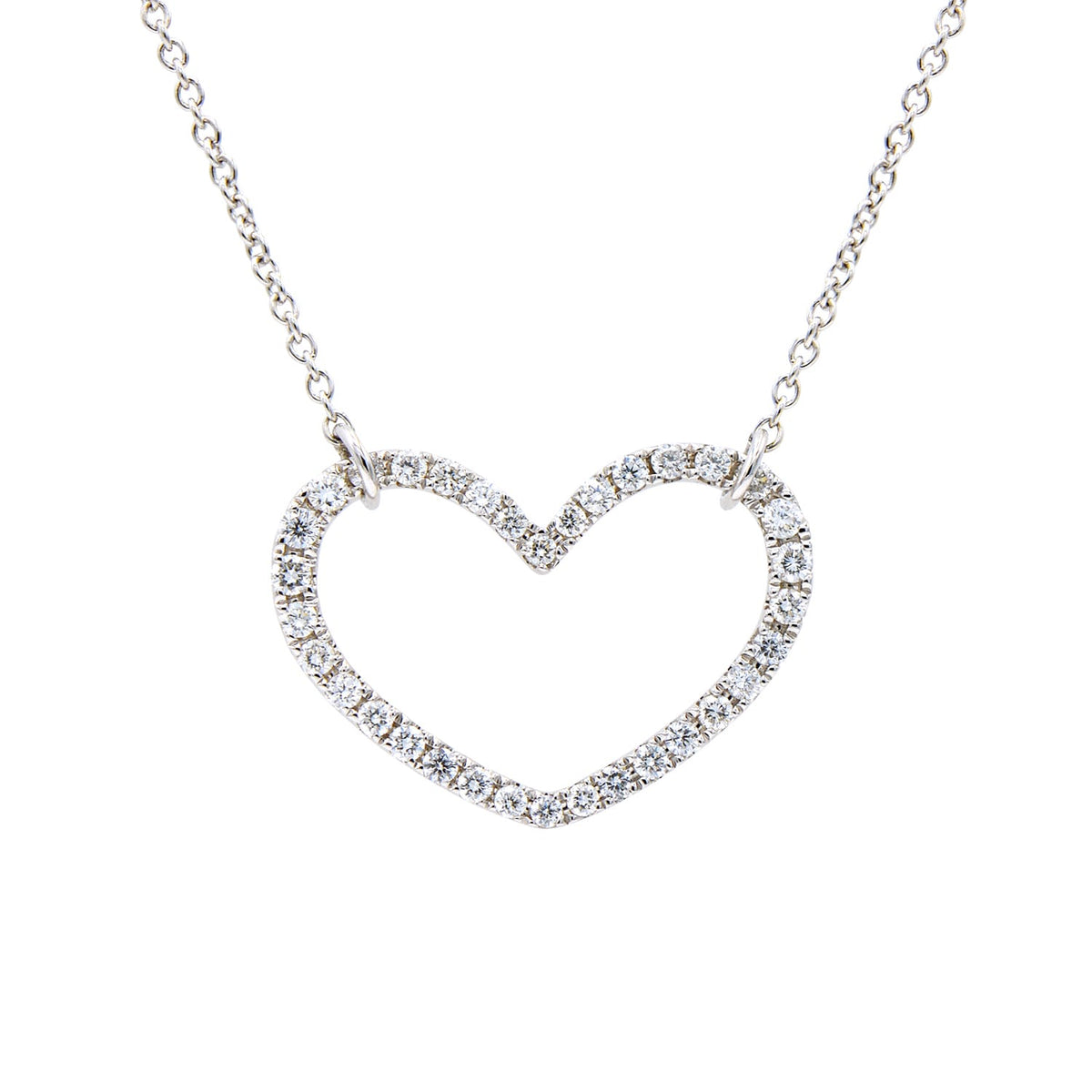 18K White Gold Diamond Heart Pendant, 0.32ct
