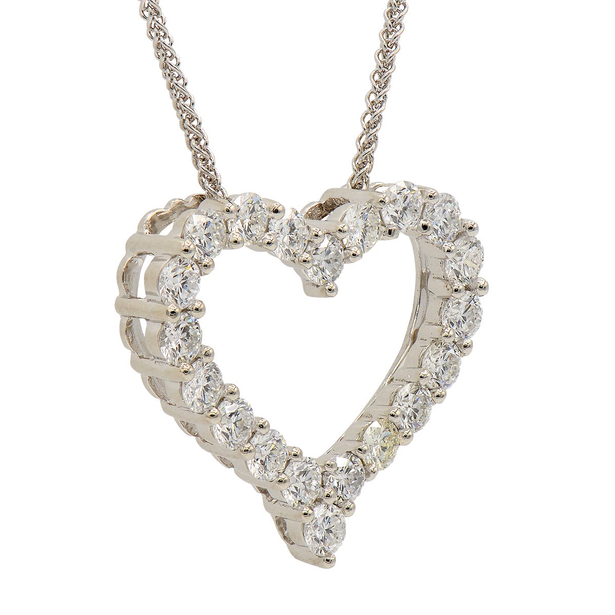 14K White Gold Diamond Pendant, 8-9mm, 1.12ct