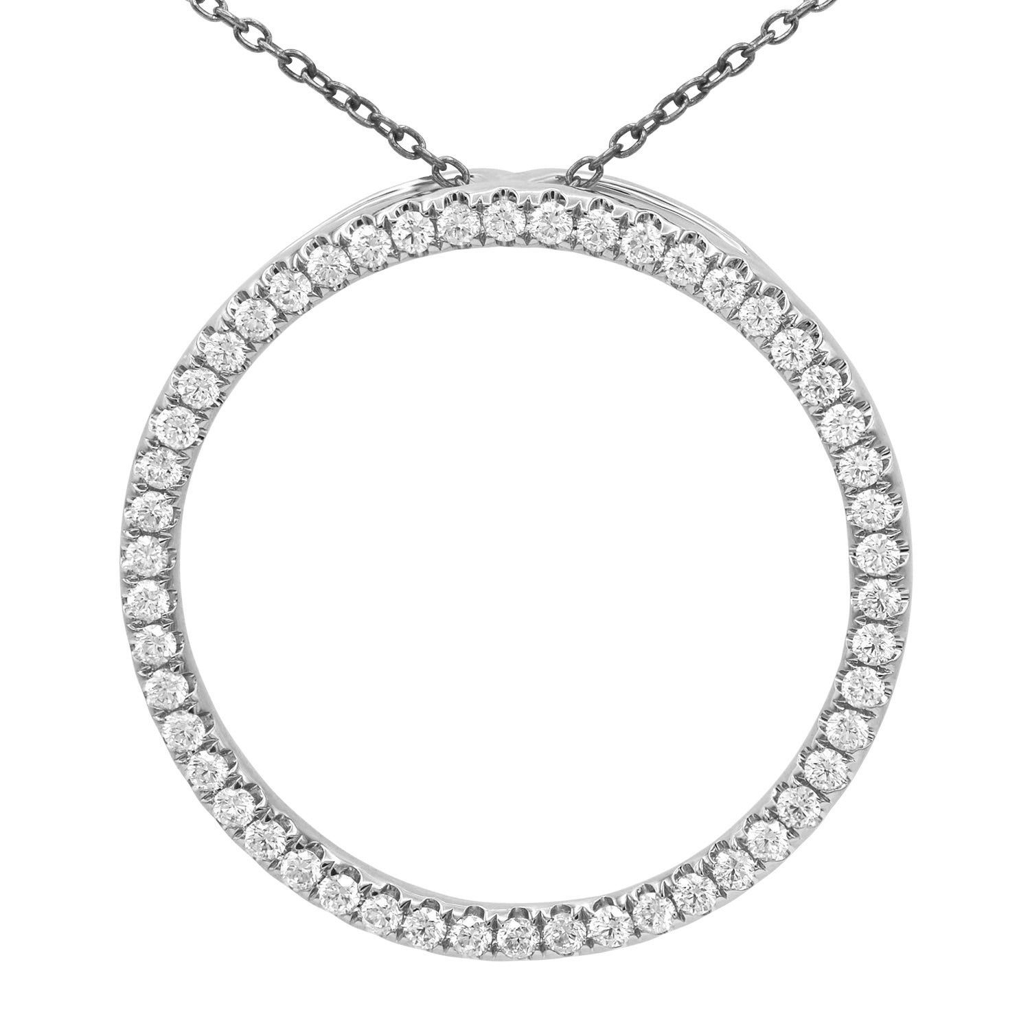 0.84CT White Gold Diamond Open Circle Pendant