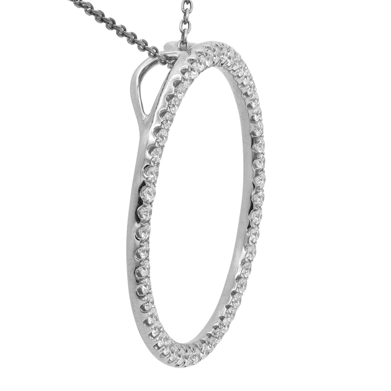 0.84CT White Gold Diamond Open Circle Pendant