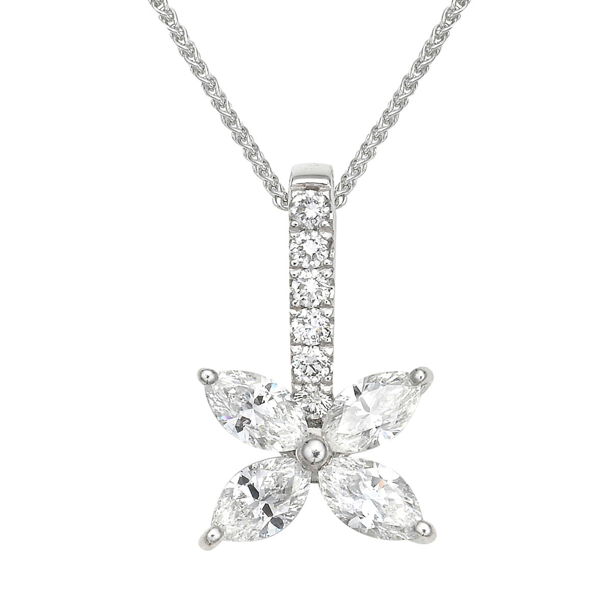 P055446 - Necklace 18KW 6RD-0.11CT 4MD-0.80CT