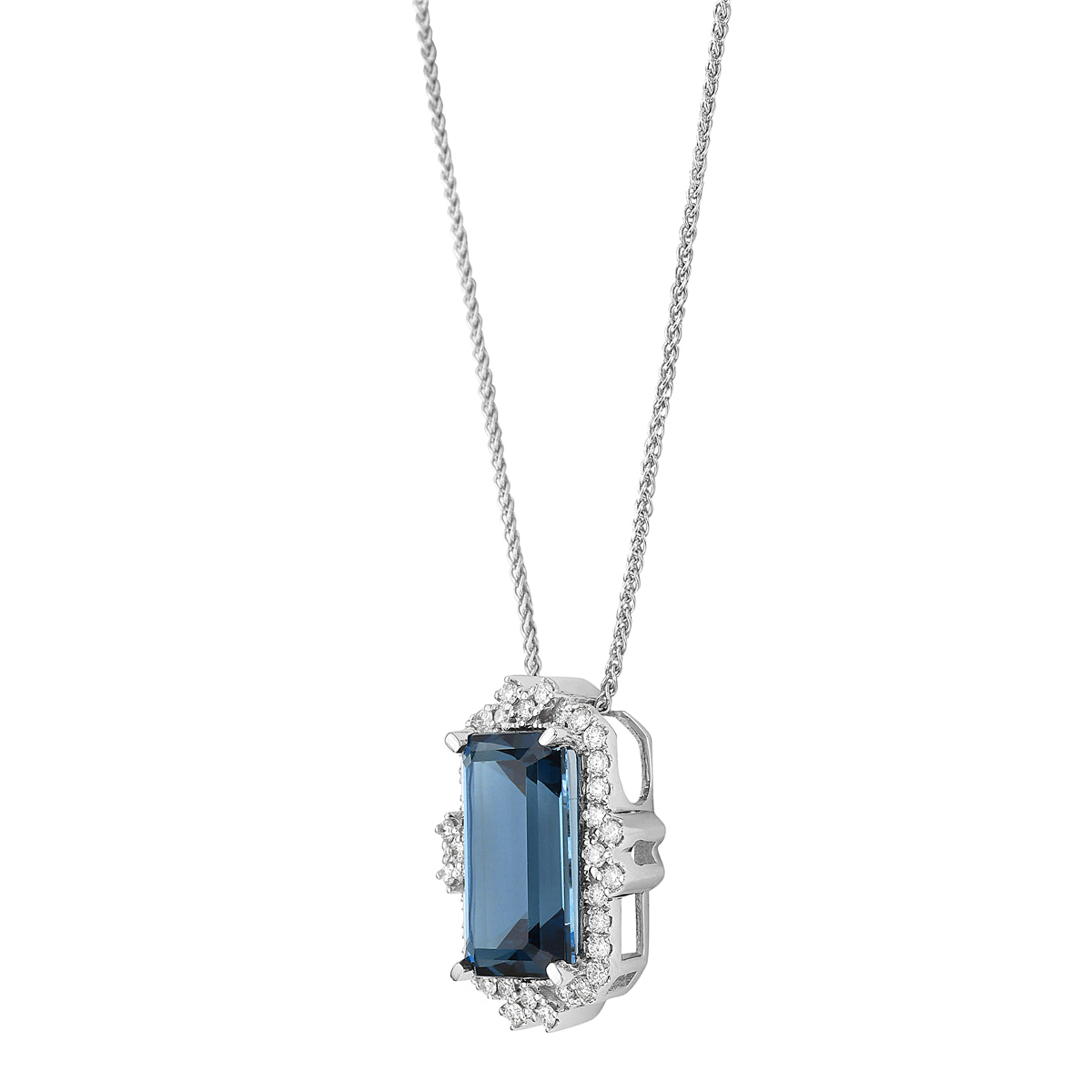P090003-LBT - Pendant 14KW/1.9G 1LBT-4.28CT 36RD-0.23CT London Blue Topaz
