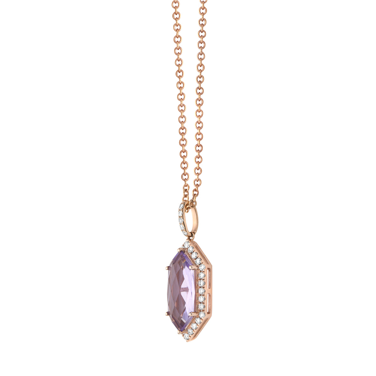 P090011R-RDF - Pendant 14KR/1.2G 1RDF-2.57CT 33RD-0.31CT  Rose De France