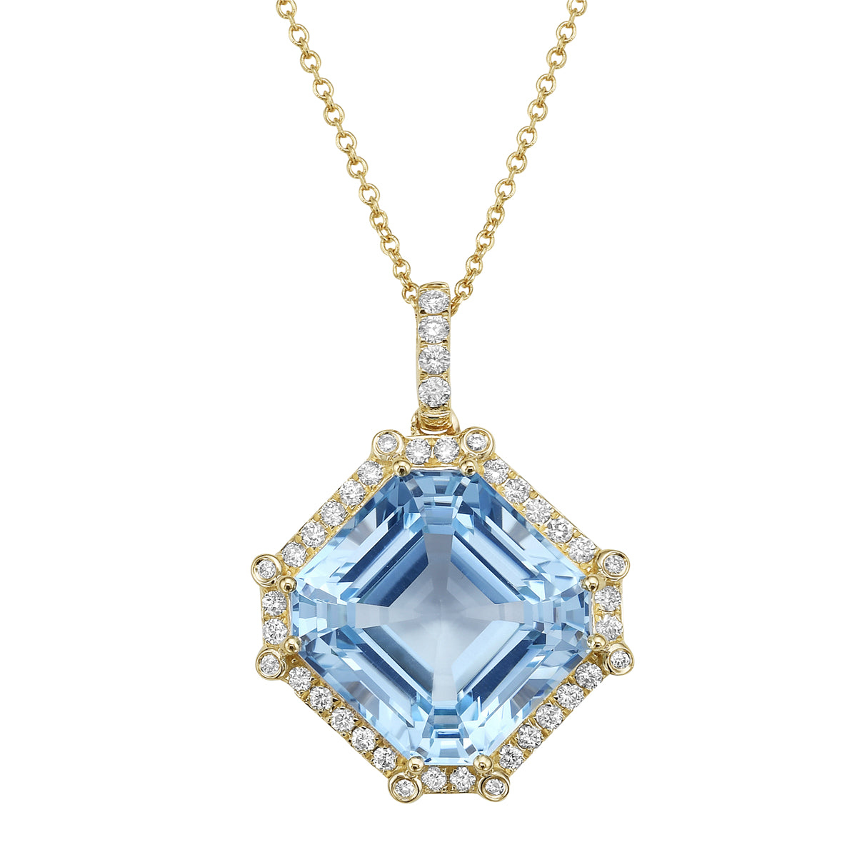 P090018Y-SBT - Pendant 14KY/2.8G 1SBT-17.21CT 40RD-0.43CT Sky Blue Topaz