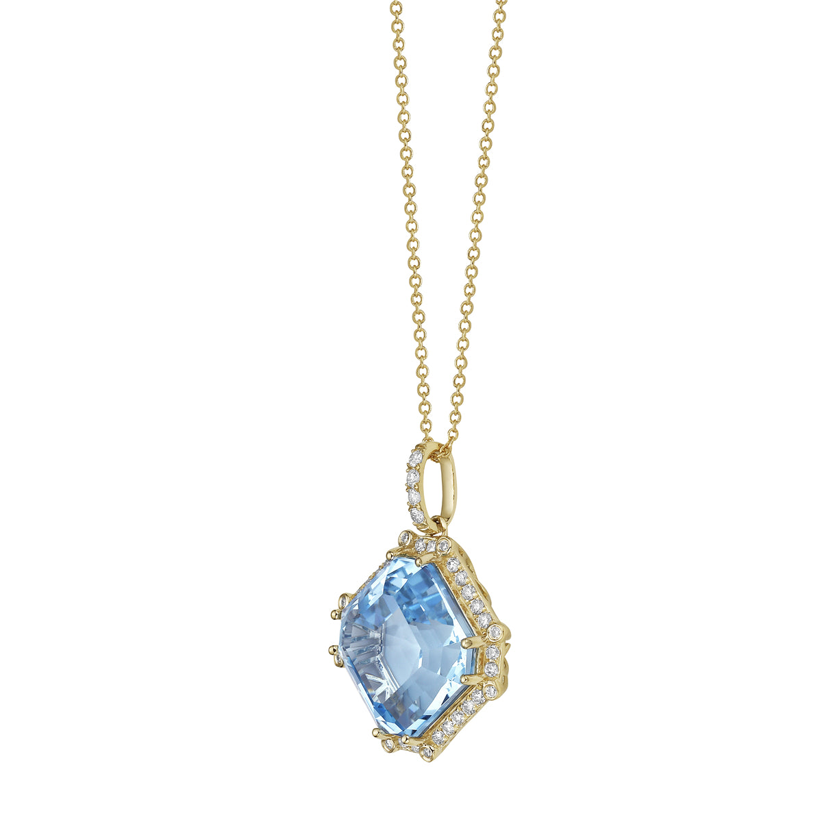 P090018Y-SBT - Pendant 14KY/2.8G 1SBT-17.21CT 40RD-0.43CT Sky Blue Topaz