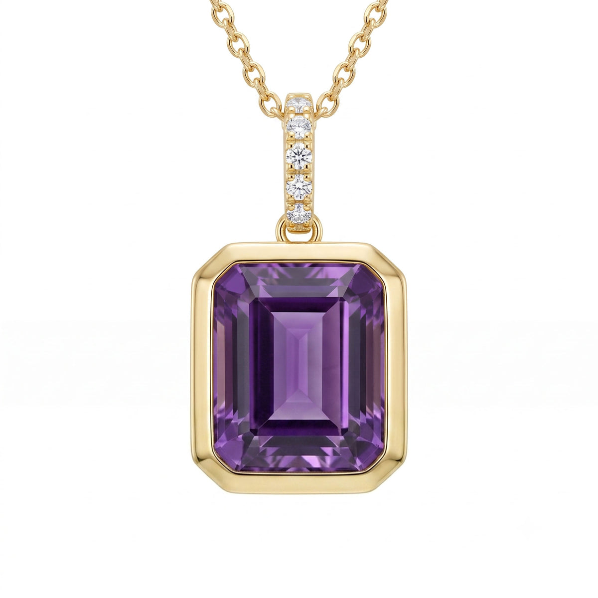 P090022Y-AME - Pendant 14KY/2.3G 1AME-5.51CT 5RD-0.08CT Amethyst