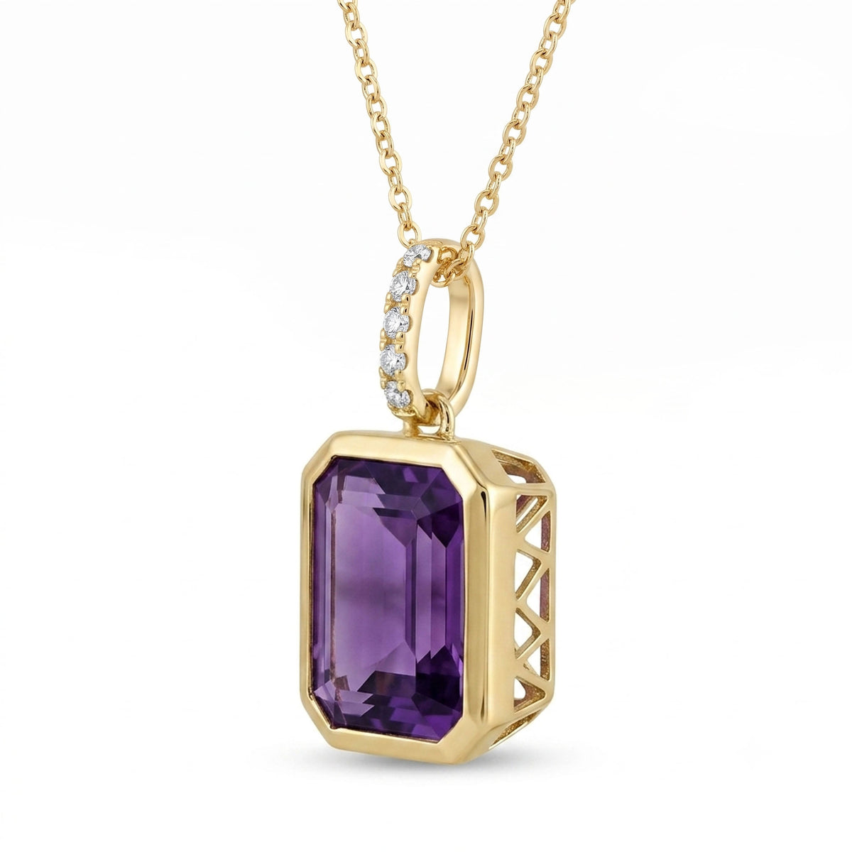 P090022Y-AME - Pendant 14KY/2.3G 1AME-5.51CT 5RD-0.08CT Amethyst
