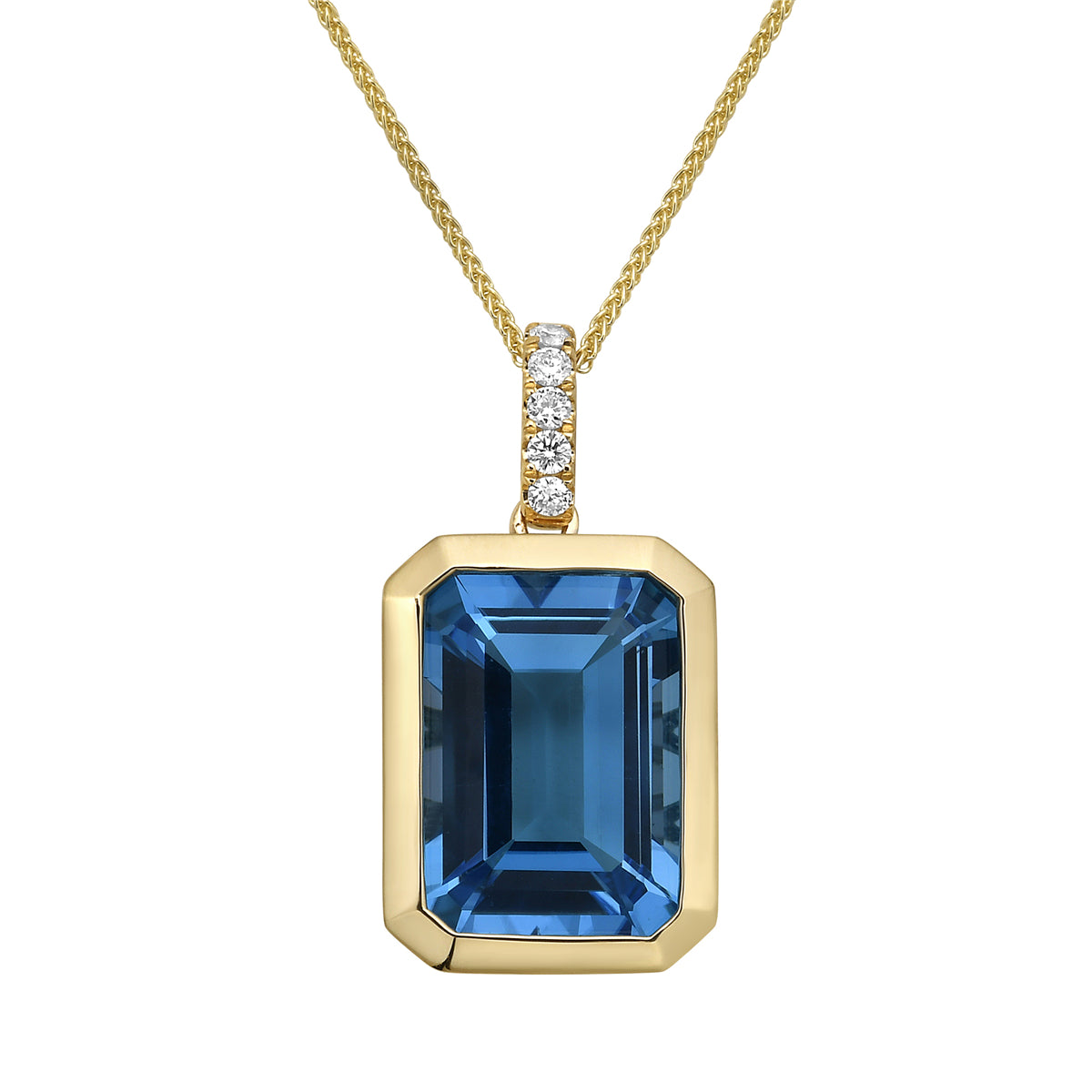 Pendant 14KY/3.0G 1SWBT-8.50CT 5RD-0.08CT Swiss Blue Topaz