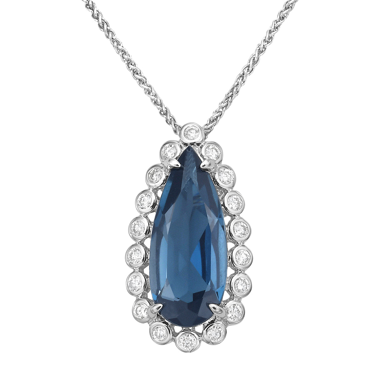 Pendant 14KW/1.1G 1LBT-2.49CT 18RD-0.11CT London Blue Topaz