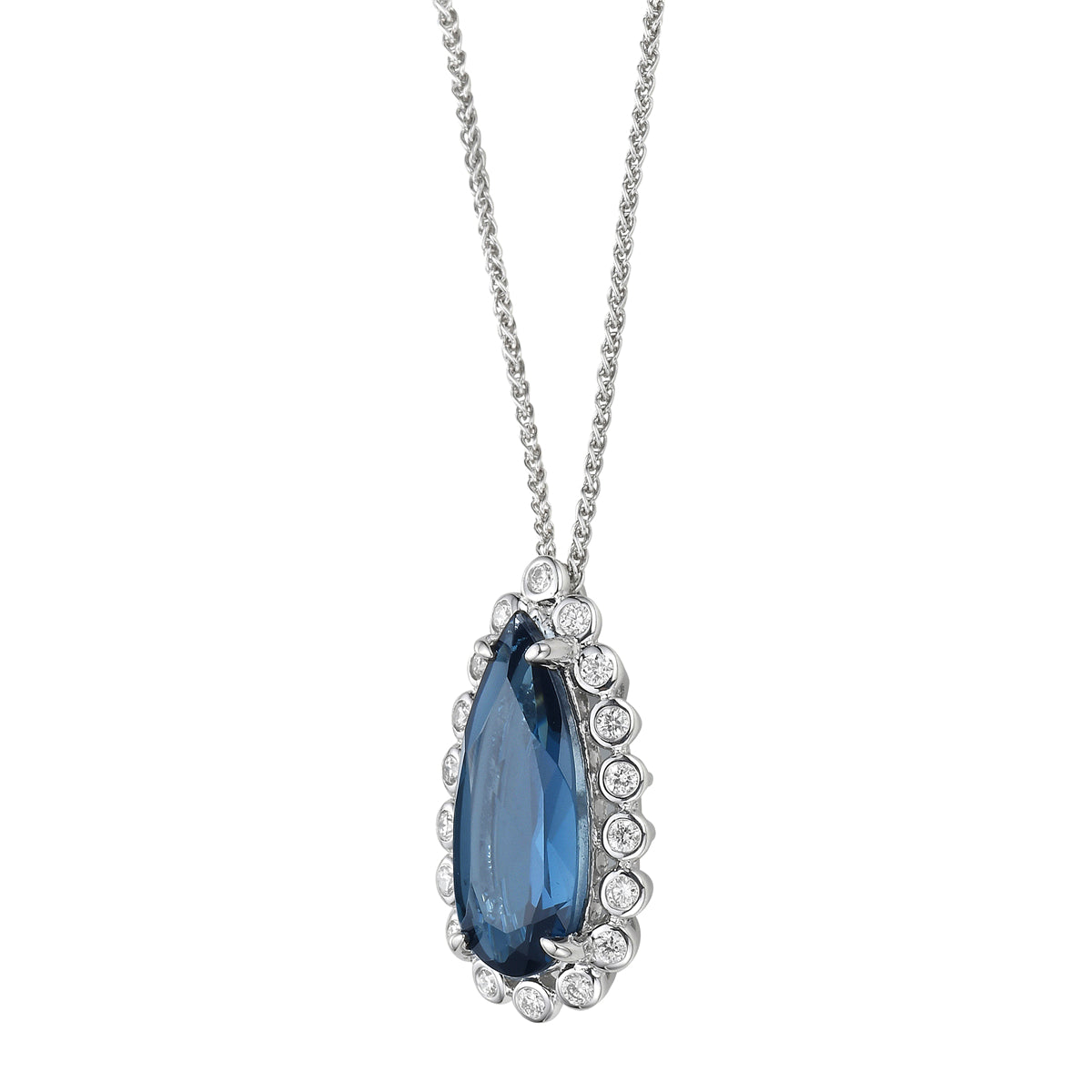 Pendant 14KW/1.1G 1LBT-2.49CT 18RD-0.11CT London Blue Topaz