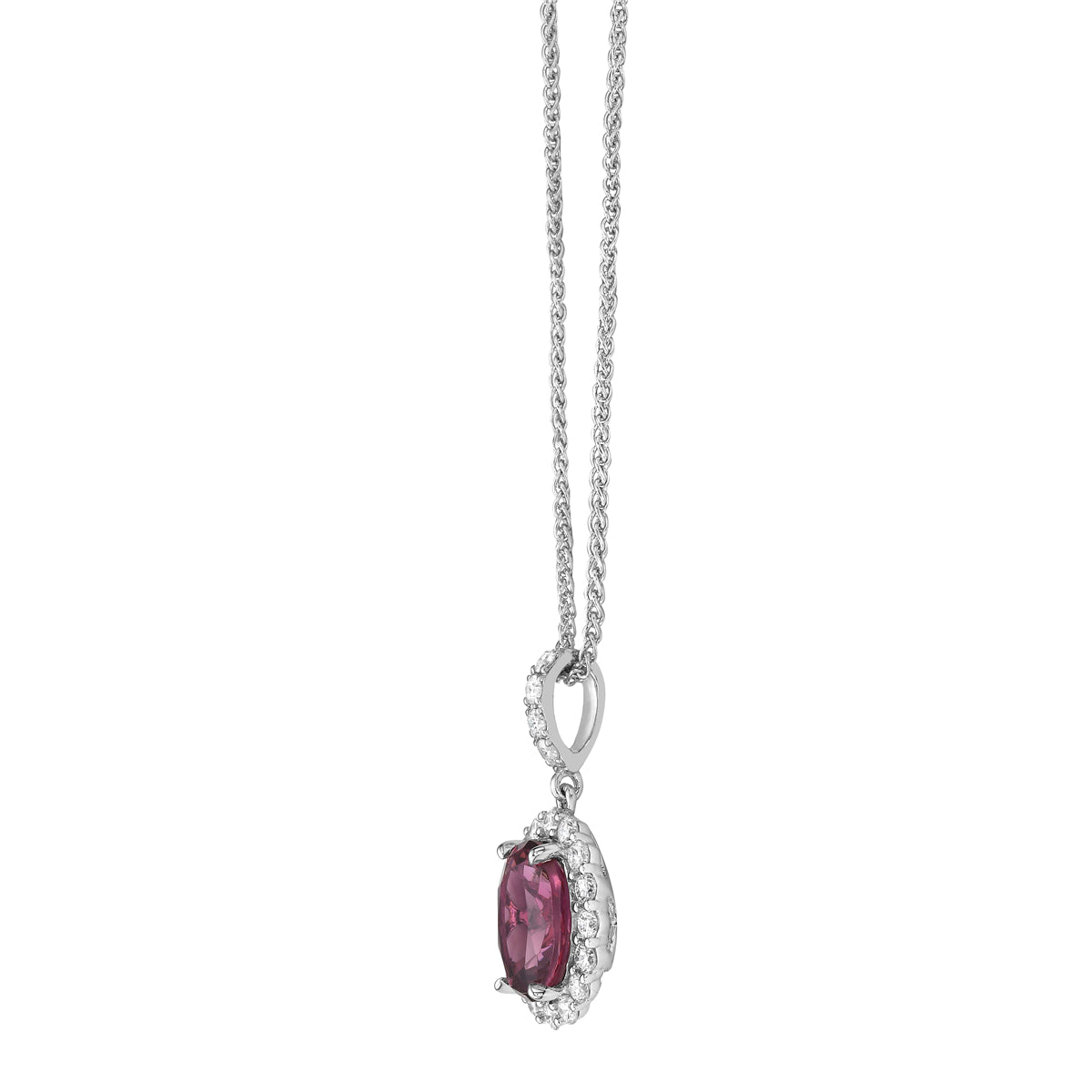 Pendant 14KW/1.2G 1PT-1.89CT 20RD-0.40CT Pink Tourmaline