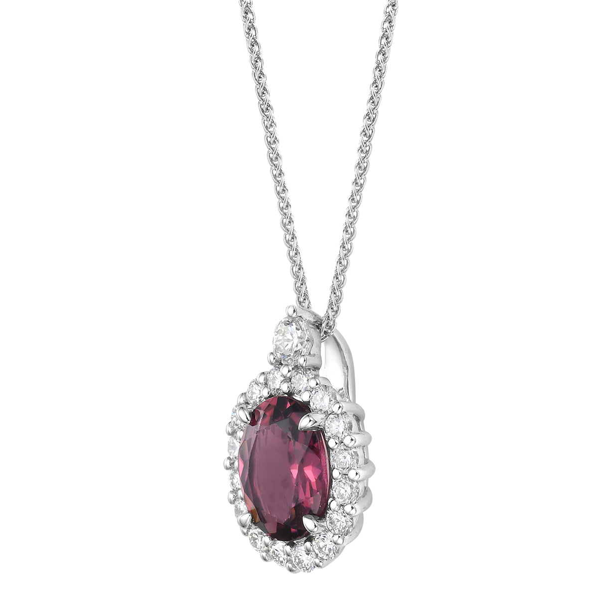 P090041-PT - 8Pendant 14KW/1.0G 1PT-1.15CT 17RD-0.35CT Pink Tourmaline