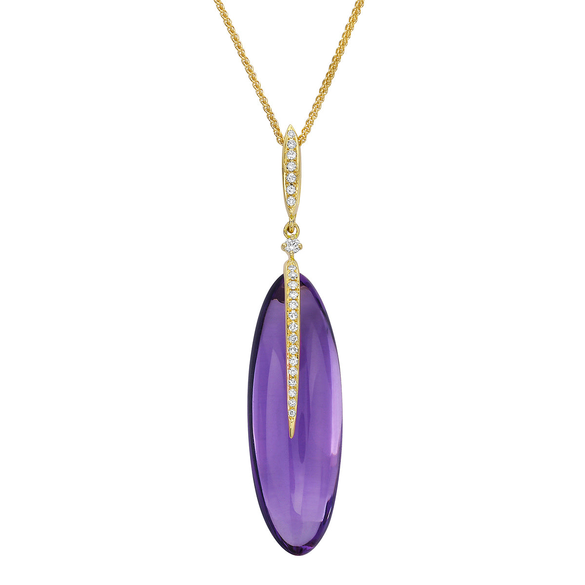 P090058Y-AME - PENDANT 18KY-0.74G  32D-0.09CT 1AME-14.93CT AMETHYST