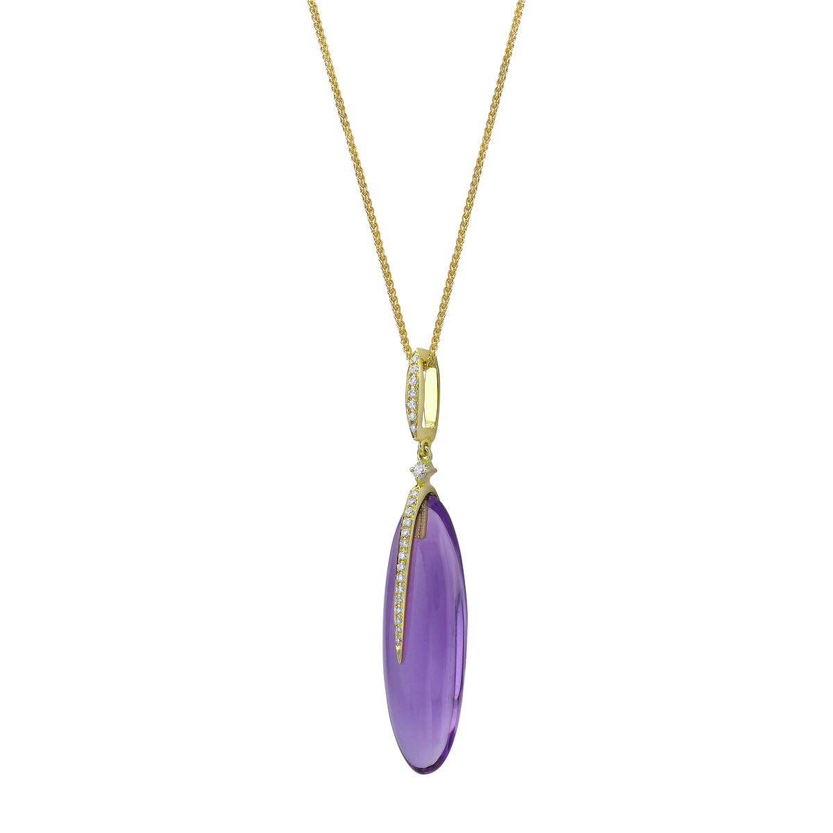P090058Y-AME - PENDANT 18KY-0.74G  32D-0.09CT 1AME-14.93CT AMETHYST