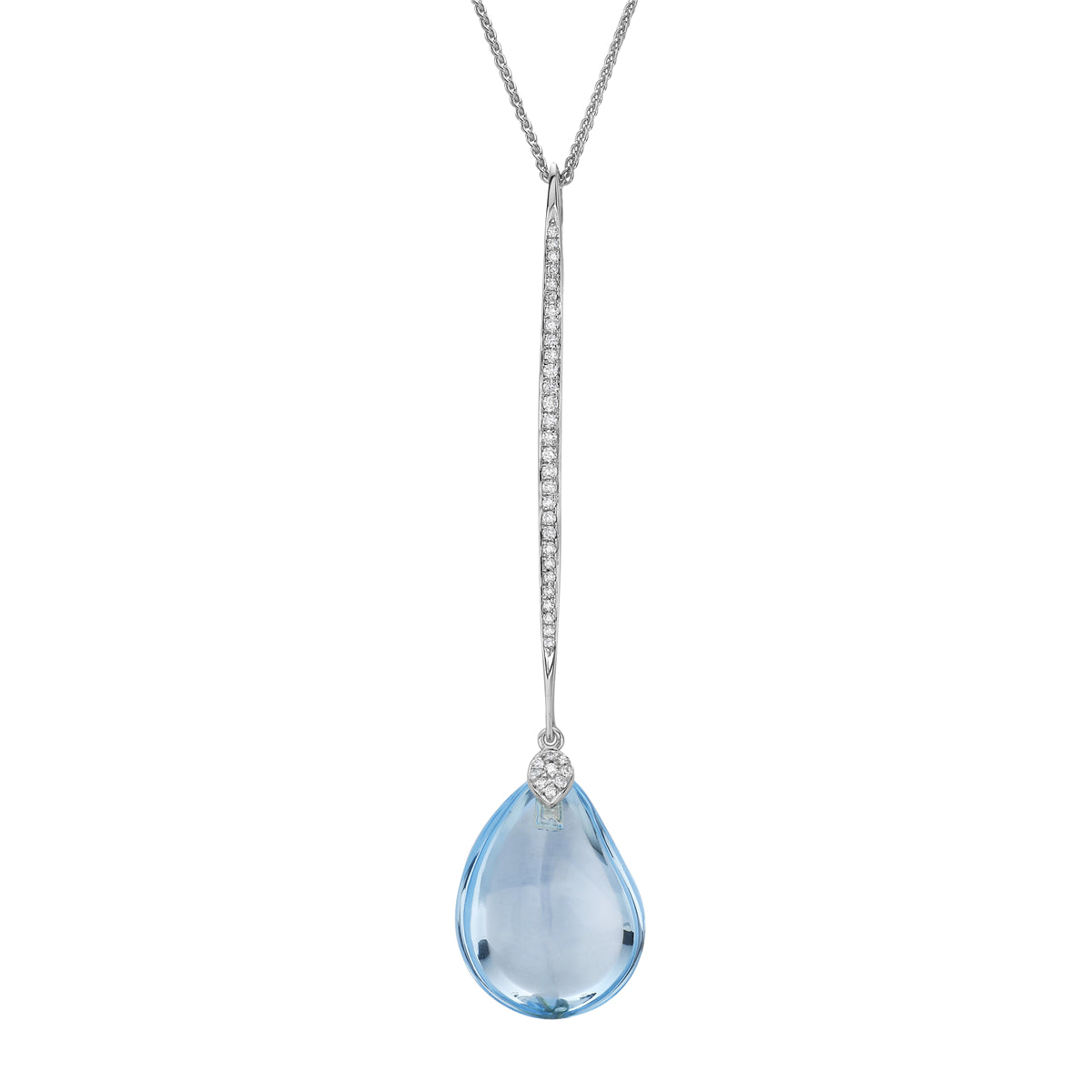 P090059W-SBT - PENDANT 18KW-1G  38D-0.13CT 1SBT-13.41CT SKY BLUE TOPAZ