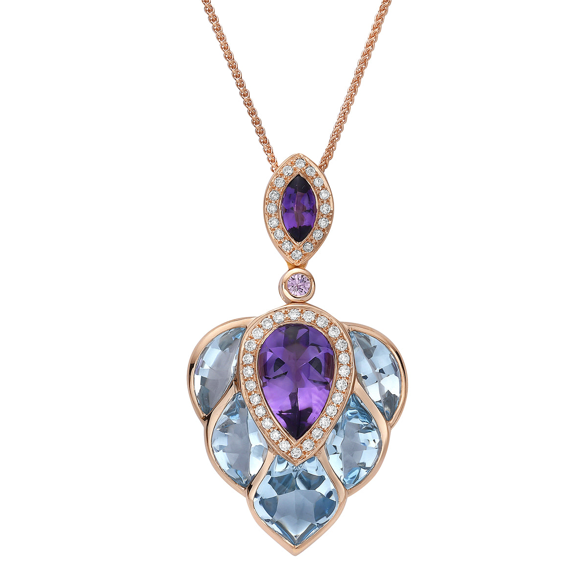 18K Rose Gold Pink Sapphire Pendant, 6.91ct