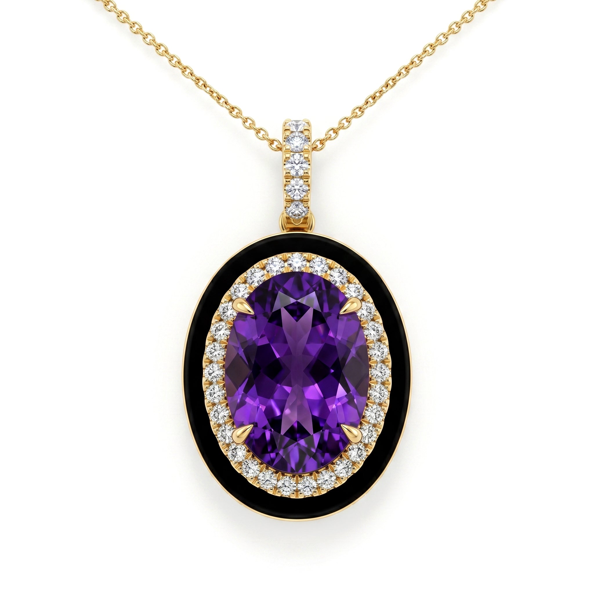 P090085Y-AME - Pendant 14KY/5G 1AME-7.03CT 35RD-0.40CT Ametyst