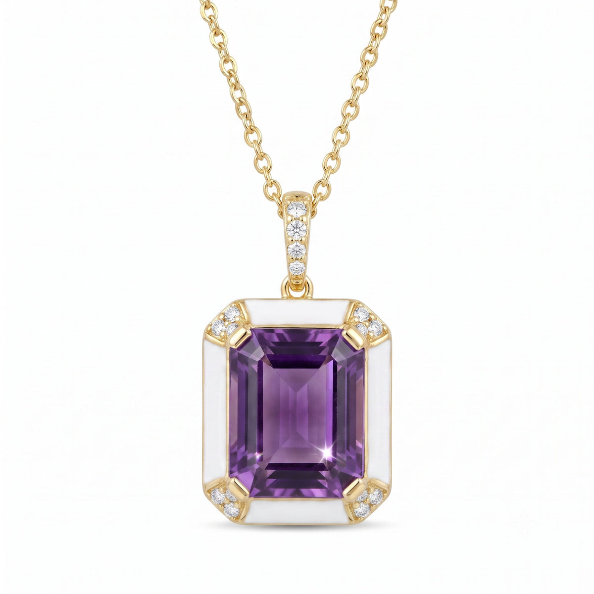 P090089Y-AME - Pendant 14KY/2.7G 1AME-4.59CT 25.2RD-0.11CT Amethyst