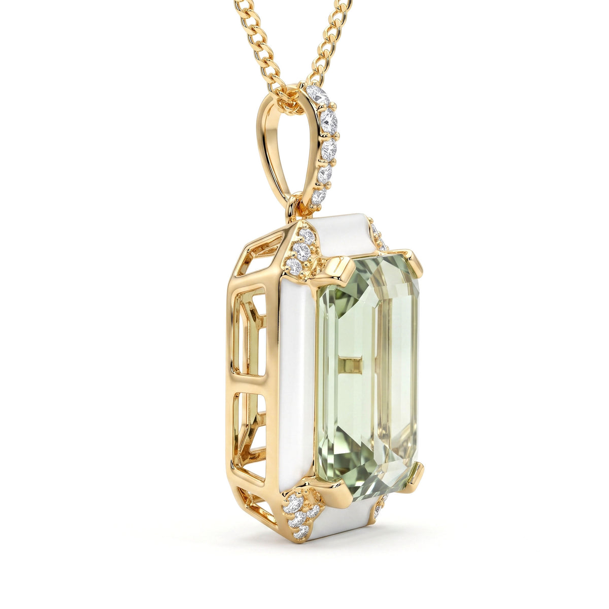 P090089Y-G.AME - Pendant 14KY/2.7G 1G.AME-4.83CT 25RD-0.11CT Green Amethyst