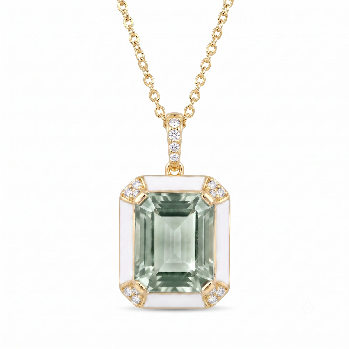 P090089Y-G.AME - Pendant 14KY/2.7G 1G.AME-4.83CT 25RD-0.11CT Green Amethyst