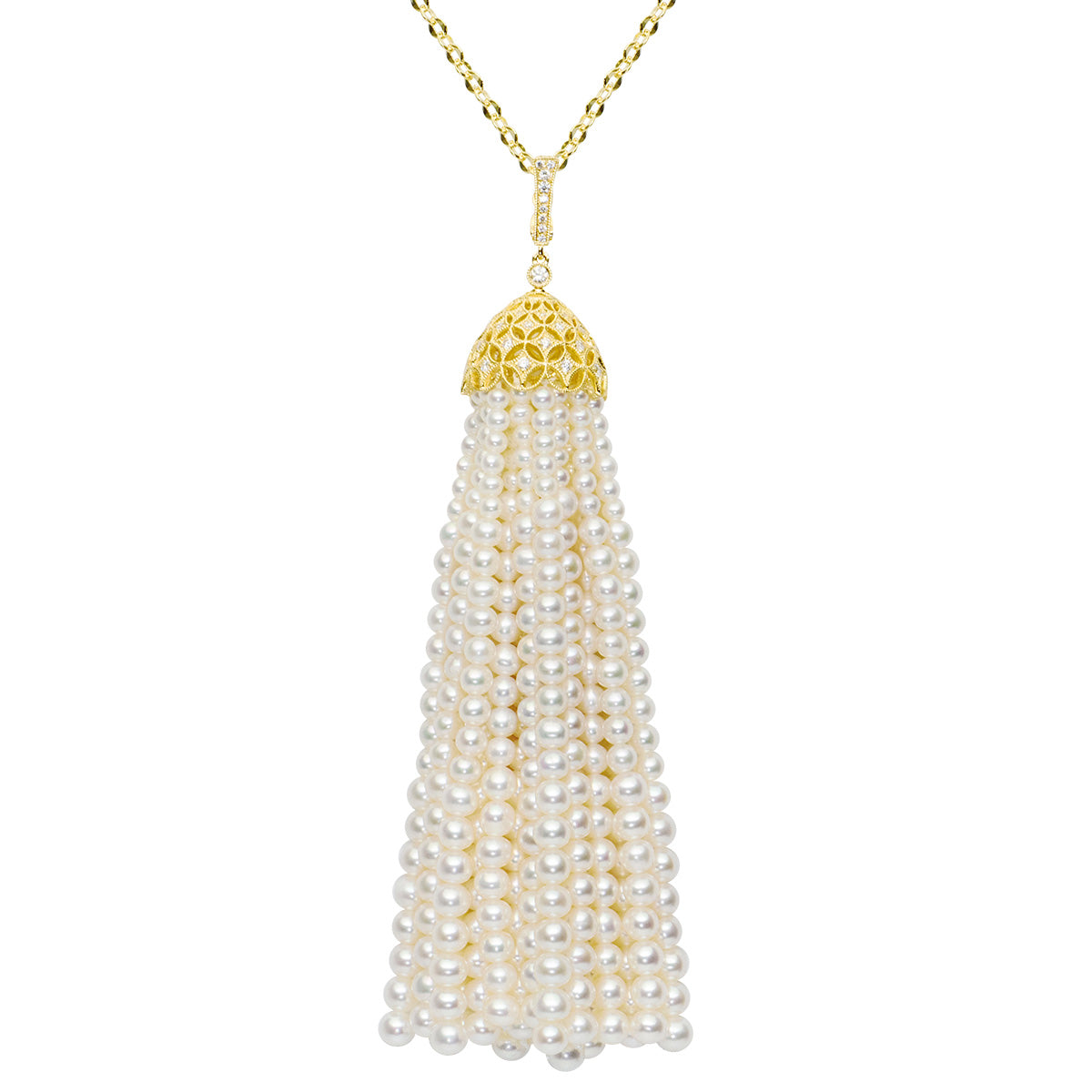 18KY Freshwater Pearl Tassel Pendant,