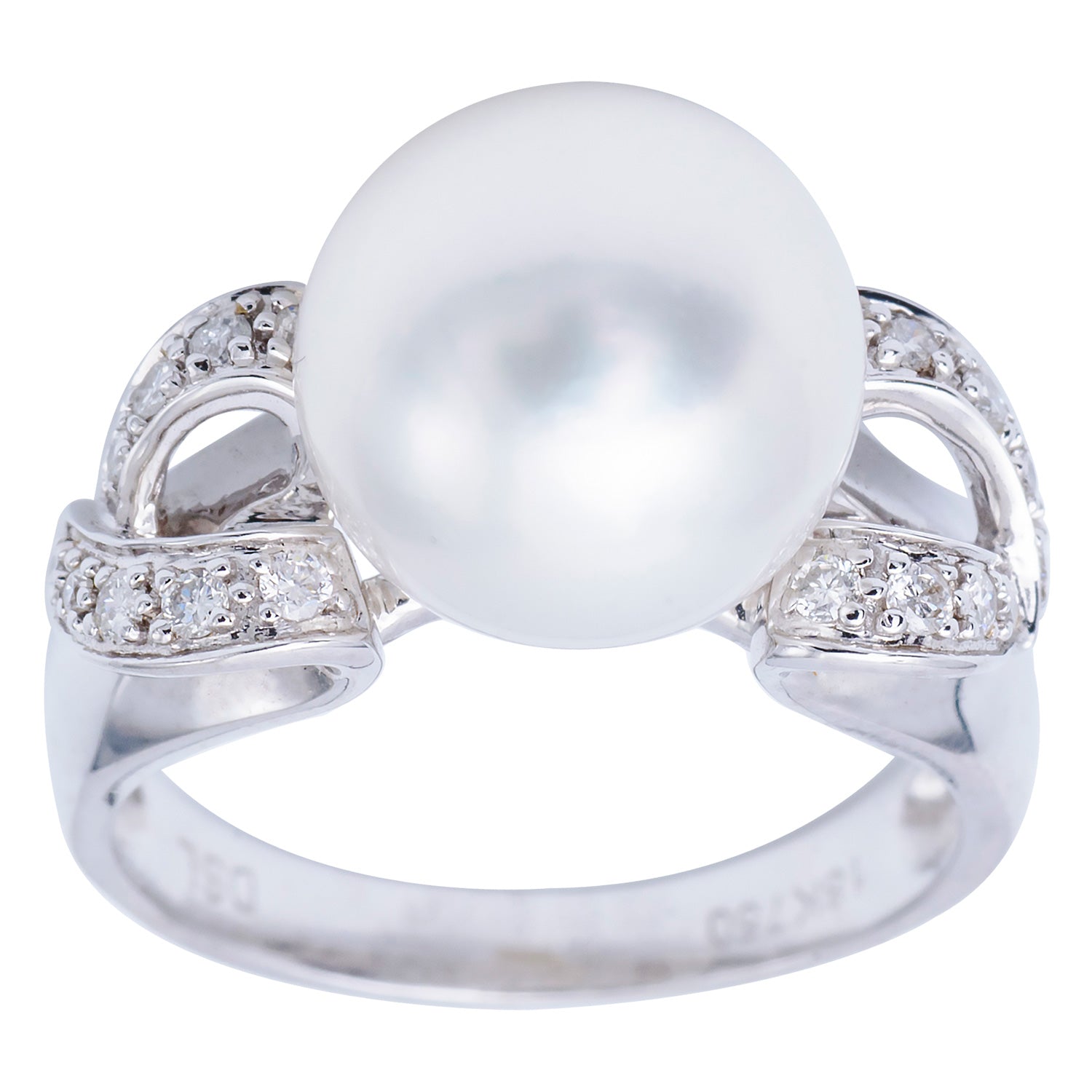18KW White South Sea Pearl Ring, 11-12mm