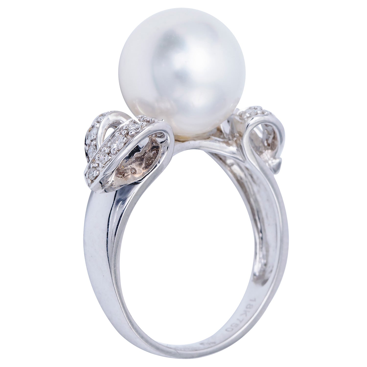 18KW White South Sea Pearl Ring, 11-12mm