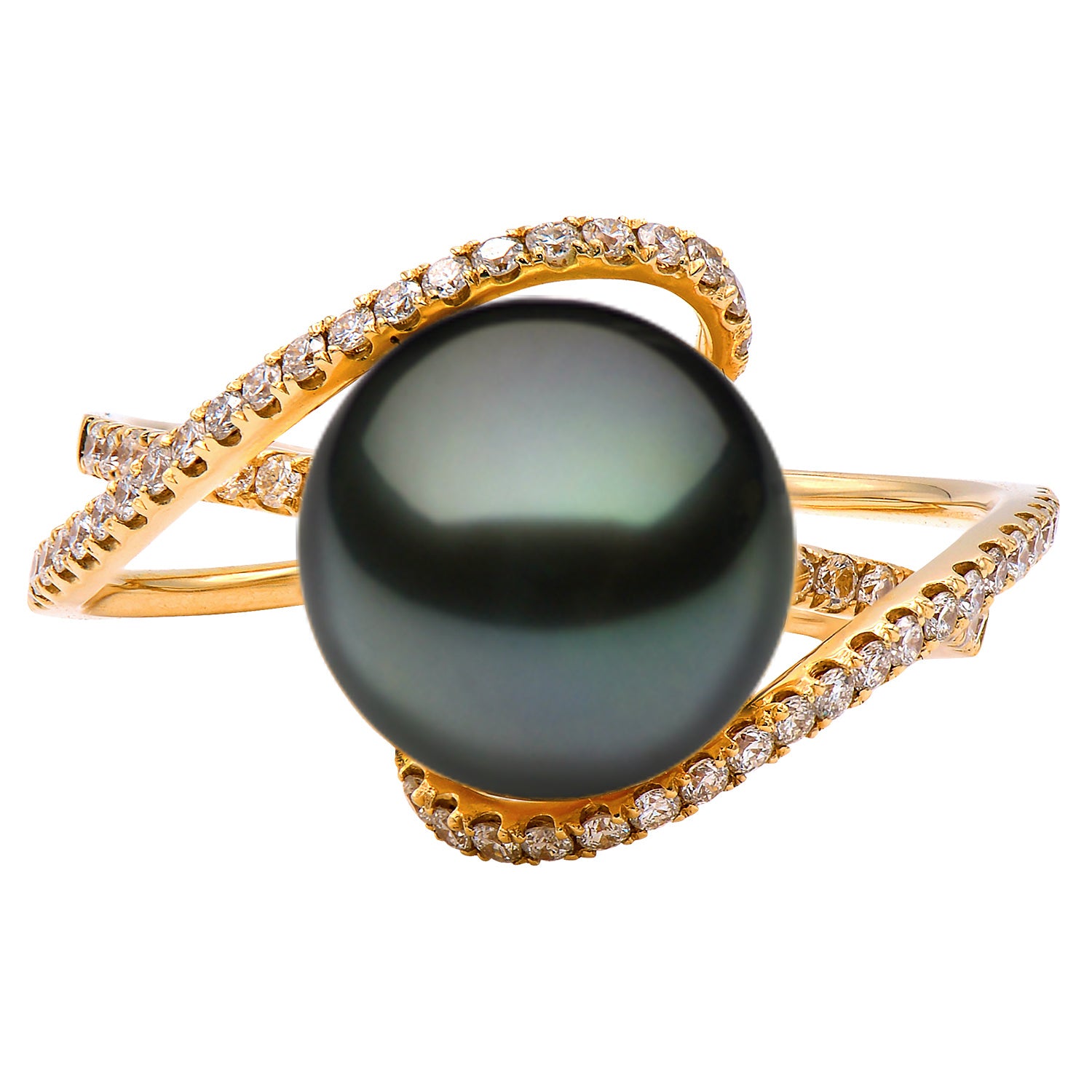 18KY Tahitian Pearl Ring, 10-11mm
