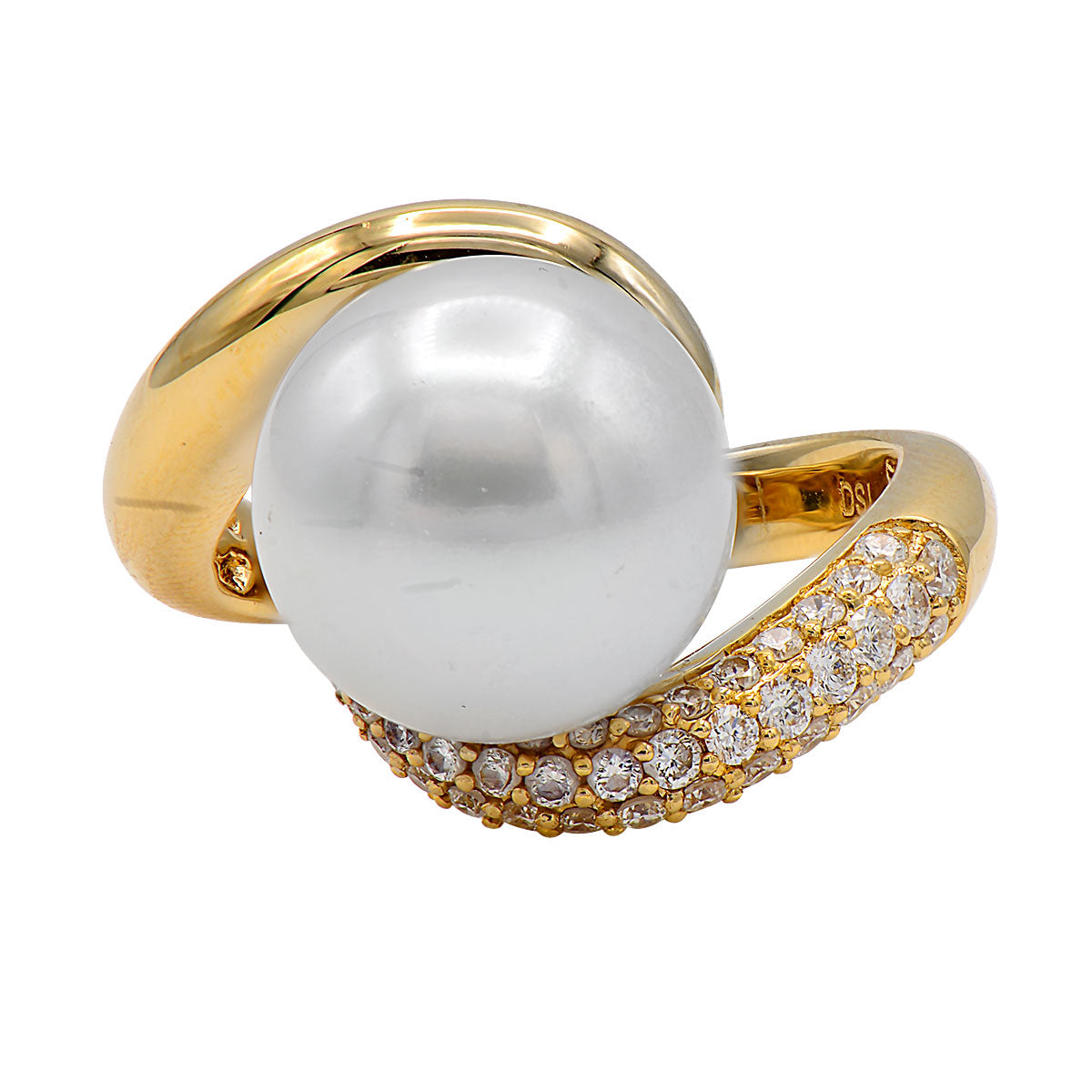 14KY White South Sea Pearl Ring, 11-12mm
