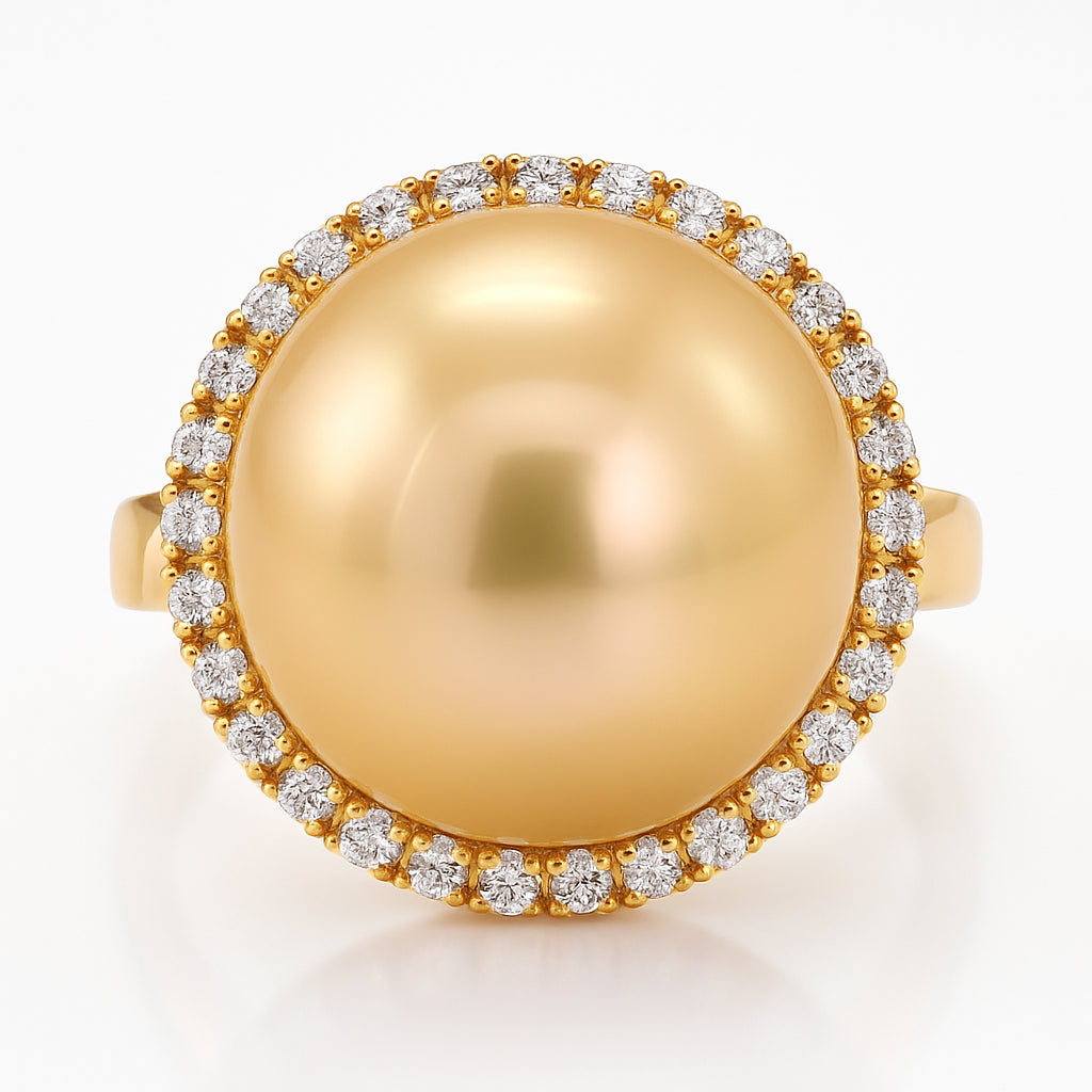 18K Yellow Gold Golden Ring, 14-15mm, 0.37ct
