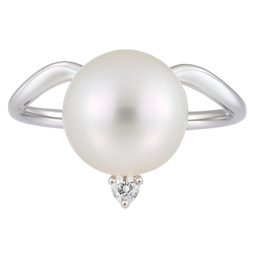 14K White Gold South Sea Pearl Ring, 10.5mm