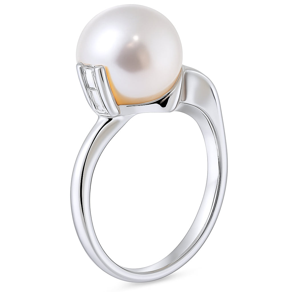 14K White Gold South Sea Pearl Ring, 10.5mm