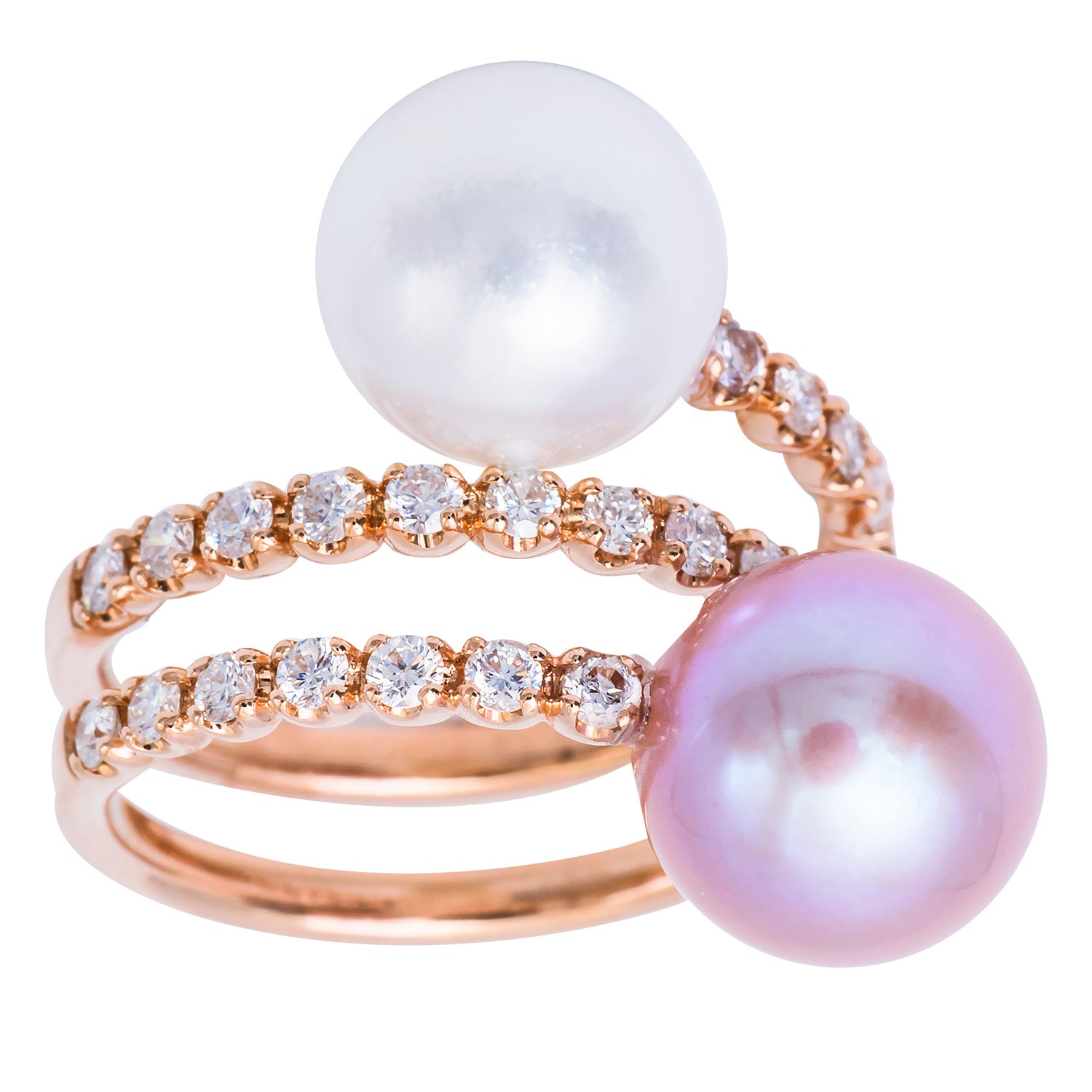 18KR White South Sea & Freshwater Pearl Ring, 9-10mm