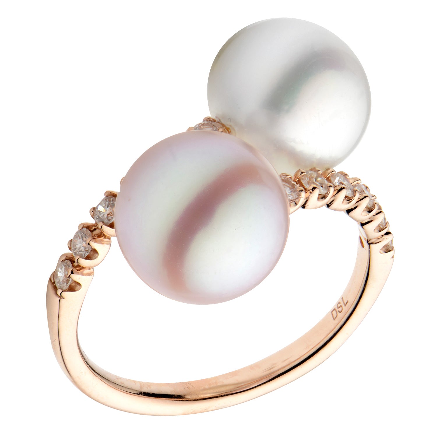 18KR White South Sea & Freshwater Pearl Ring, 9-10mm
