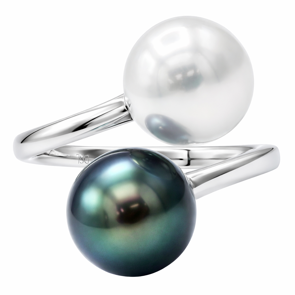 14K White Gold South Sea Pearl Ring, 9-10mm