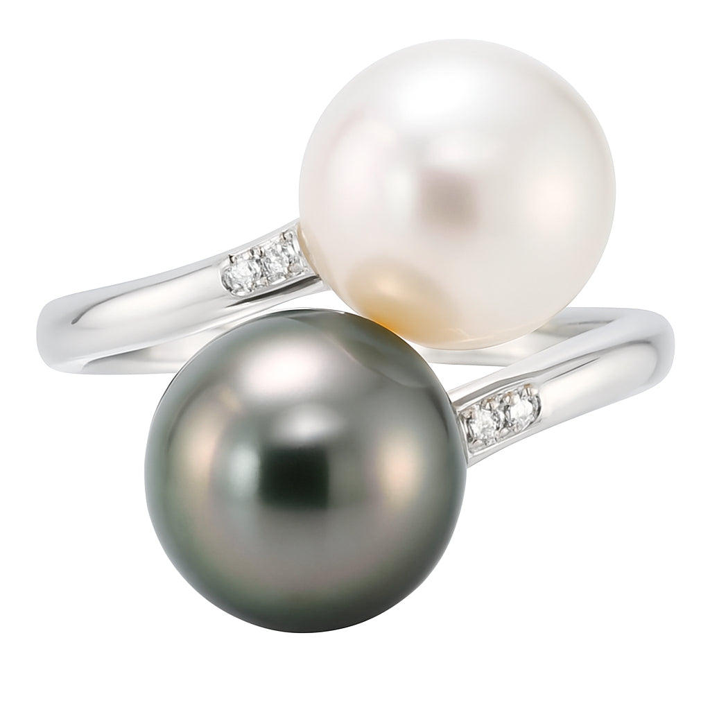 14K White Gold South Sea Pearl Ring, 9-10mm