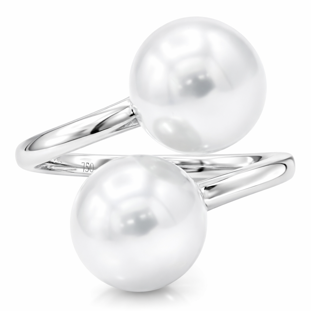 14K White Gold South Sea Pearl Ring, 9-10mm
