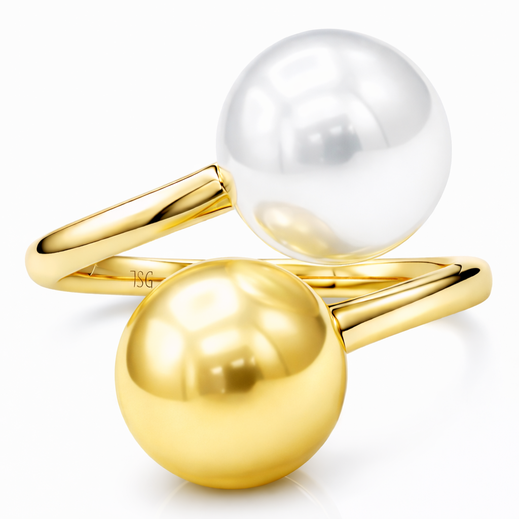 14K Yellow Gold Multi Color Pearls Ring