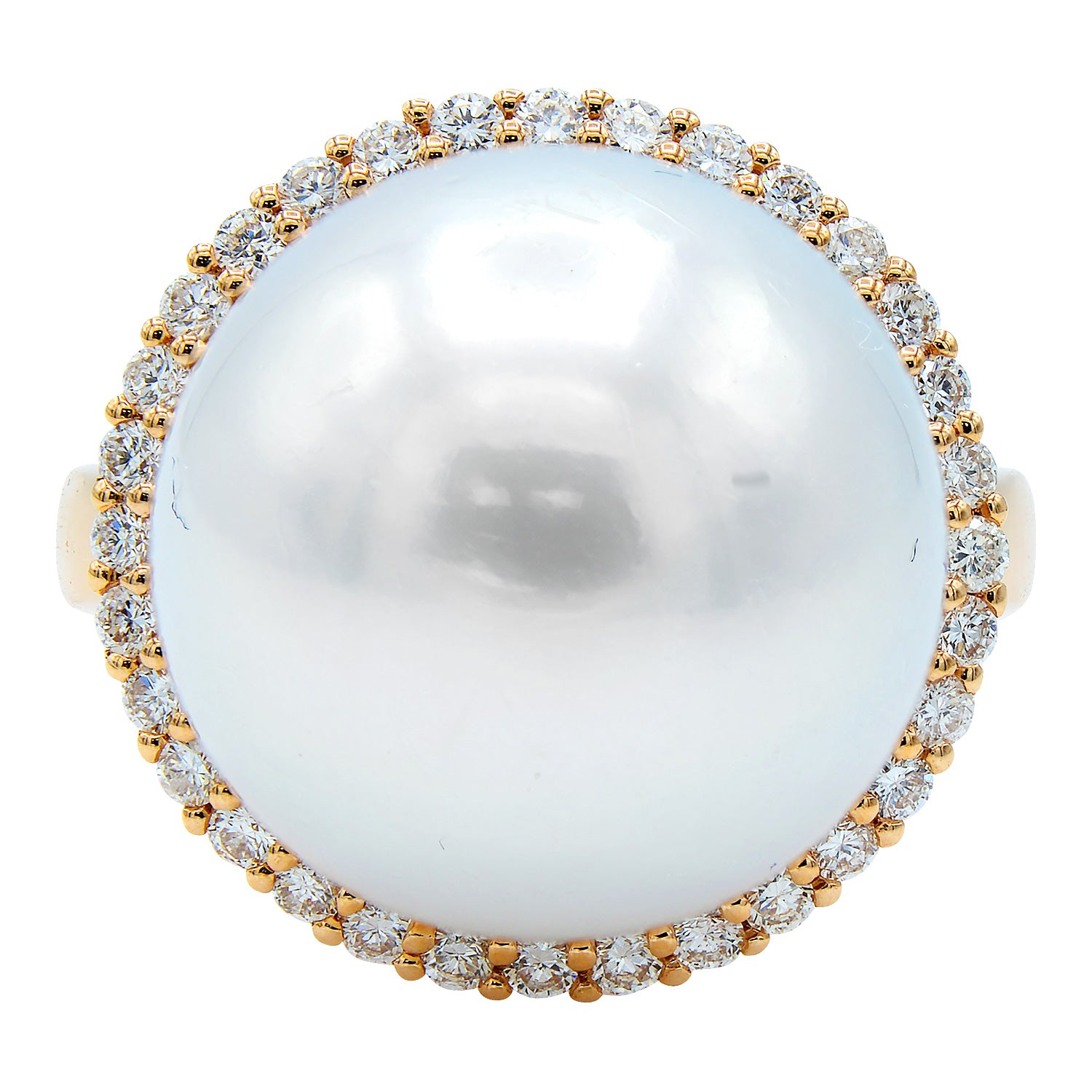 18KR White South Sea Pearl Ring, 15-16mm