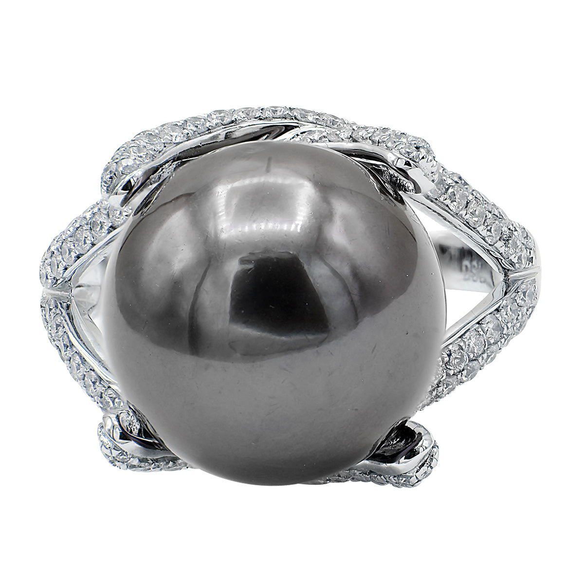 18KW Tahitian Pearl Ring, 13-14mm