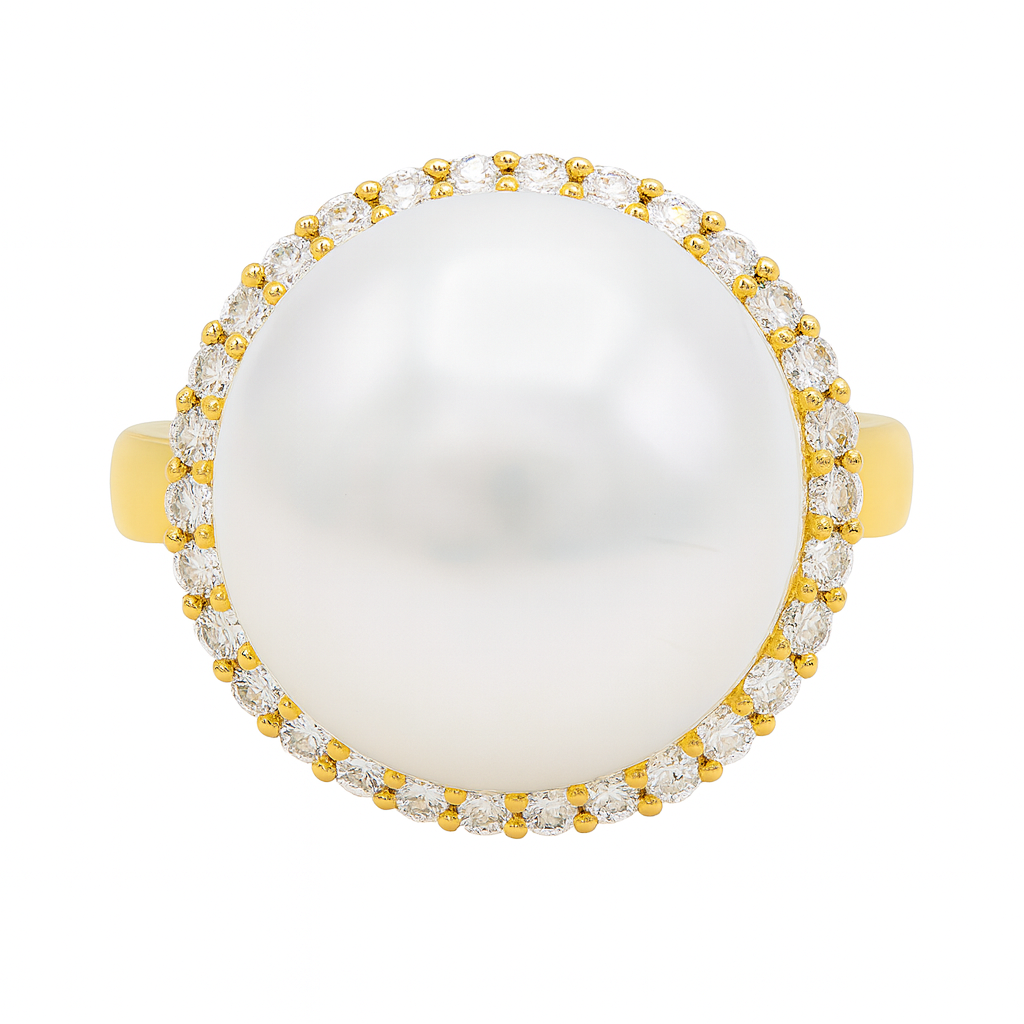 R012096Y - 18KY_5.3G S.Sea Ring 32D-0.44ct 15-16mm