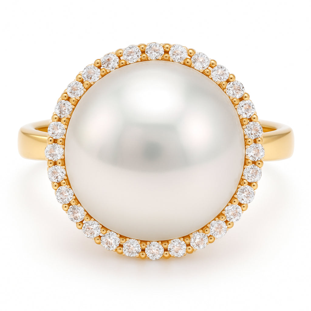 18K Rose Gold South Sea Pearl Ring, 12-13mm, 0.32ct