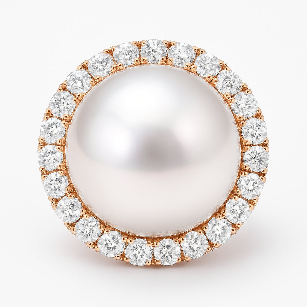 18K Rose Gold South Sea Pearl Ring, 14-15mm, 1.16ct