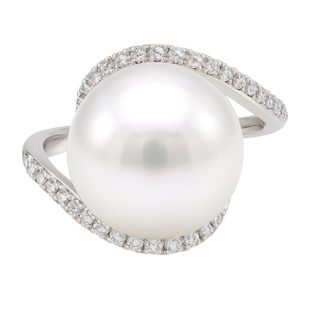 18K White Gold South Sea Pearl Ring, 13-14mm
