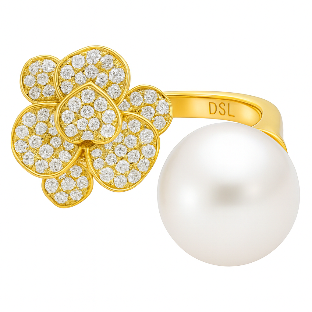 R012203Y-WF - Ring 18KY/6.0G 78RD-0.48CT W.FW 11-12mm