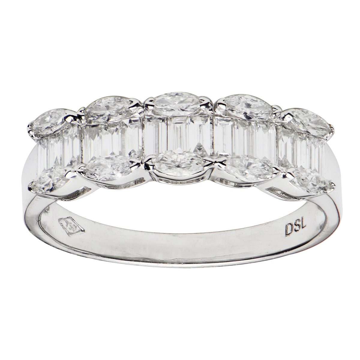 18K White Gold Diamond Baguette Illusion Fashion Ring, 0.41ct
