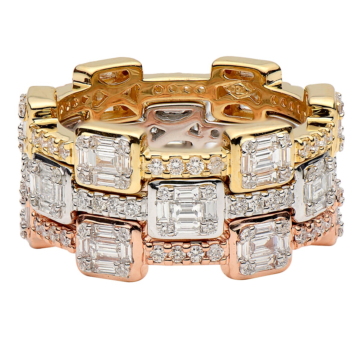 18K White GoldRY Diamond Baguette Illusion Fashion Ring, 1.4ct