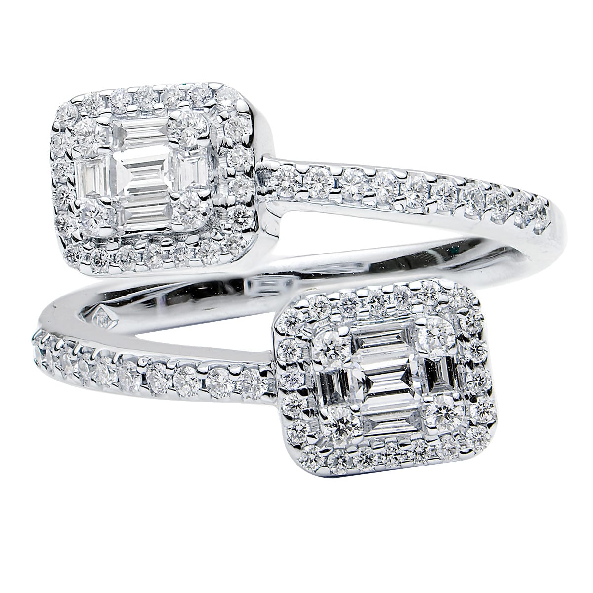 18K White Gold Diamond Baguette Illusion Fashion Ring, 0.27ct